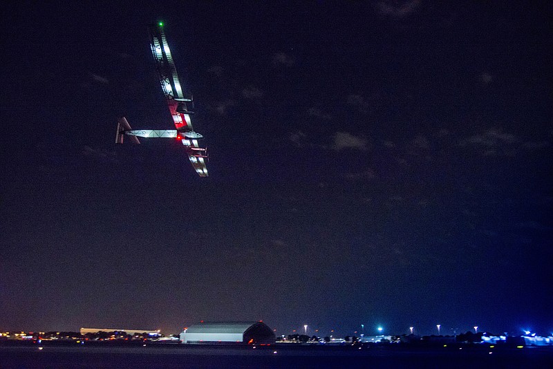 
              In this photo provided by Solar Impulse 2, the solar powered plane, piloted by Swiss pioneer Bertrand Piccard takes off from John F. Kennedy International Airport in New York on Monday, June 20, 2016, on its way to Southern Spain. (Jean Revillard/Solar Impulse 2 via AP) MANDATORY CREDIT
            