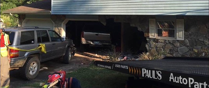 A truck crashed into a Hamilton County house Thursday evening after the driver claims his brakes failed and he was unable to stop, according to a press release from the Hamilton County Sheriff's Office. (Photo courtesy of HCSO Traffic Investigator, Adam Patton)