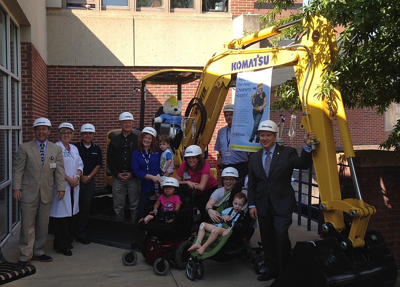 Komatsu Corporation along with Power Equipment Company, placed one of their machines outside the current Children's Hospital to get everyone excited about what's to come to the downtown campus.