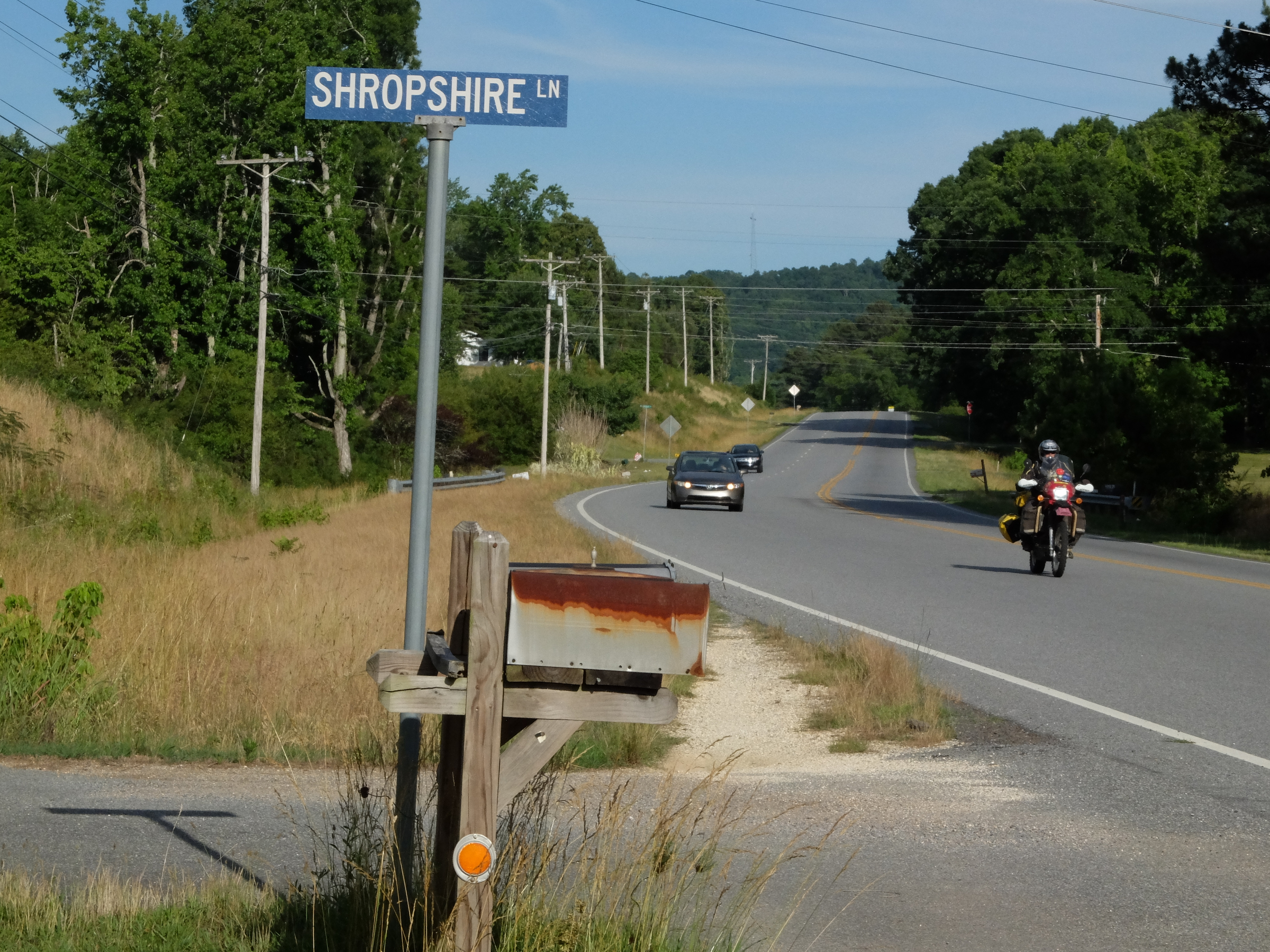 Just off Highway 136 in LaFayette, the Shropshire Lane sign marks a point of interest in the 2014 murder involving two distant cousins.