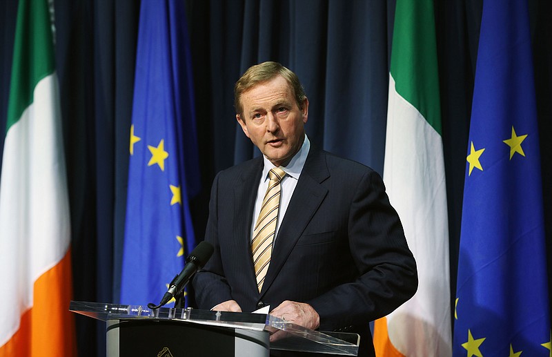 Irish Prime Miinister Enda Kenny speaks during a press conference in Dublin Friday June 24, 2016 after Britain voted to leave the European Union in an historic referendum. (Niall Carson/PA via AP) 