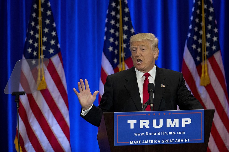 
              FILE - In this June 22, 2016 file photo, Republican presidential candidate Donald Trump speaks in New York. Widespread economic angst. Intense opposition to immigration policy. The rise of populist and nationalist sentiments, particularly among less-educated and older white voters. The politics that led voters in Britain to cast ballots in favor of leaving the European Union sound awfully familiar to those that led Donald Trump to the Republican presidential nomination.  (AP Photo/Mary Altaffer, File)
            