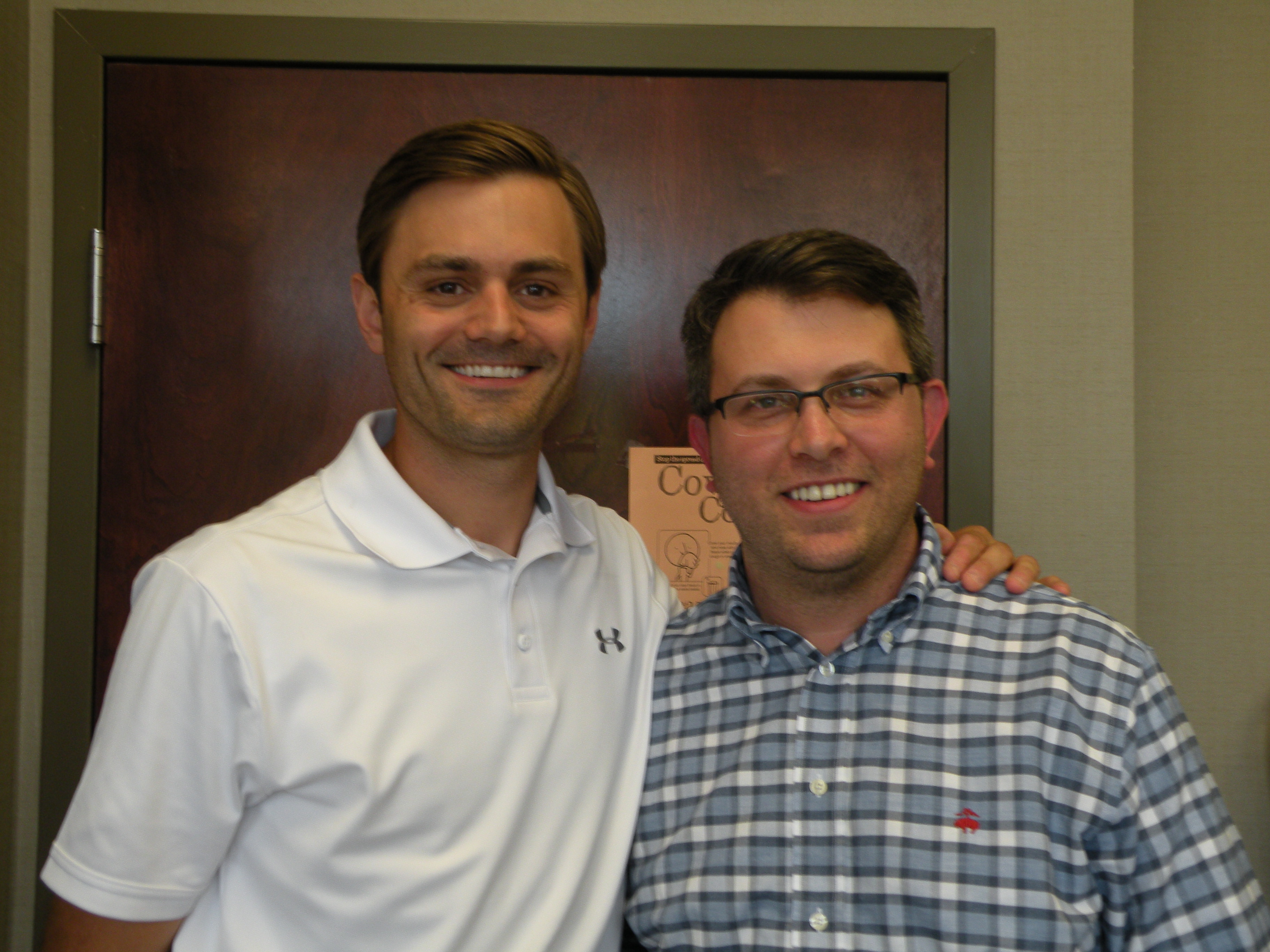 Dr. Justin Cooke, right, says farewell to Dr. Greg Nieckula, his partner at Signal Mountain Health and Wellness.