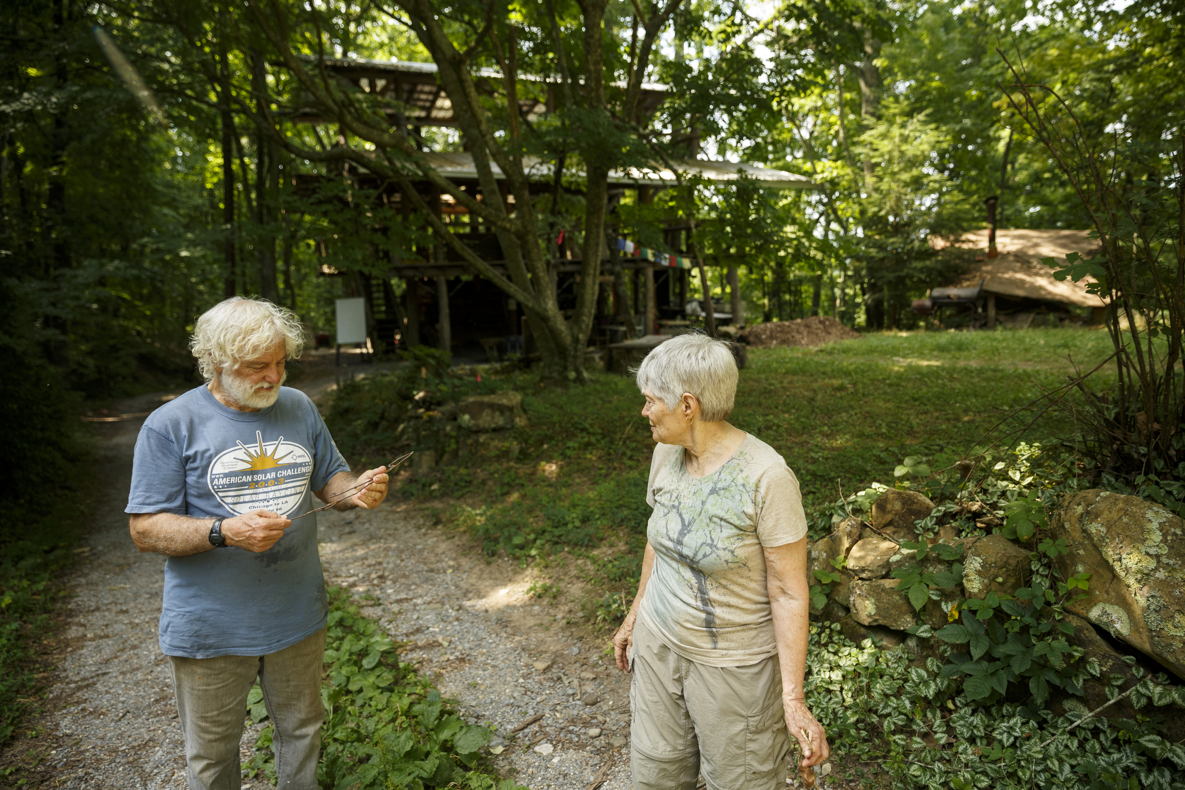 Johnny Kimmons, left, and his wife Carol walk to a new trail at the Sequatchie Valley Institute on Wednesday, June 22, 2016, in Whitwell, Tenn. The nonprofit has completed a new pair of self-guided nature trails which are available to the public on the weekends.