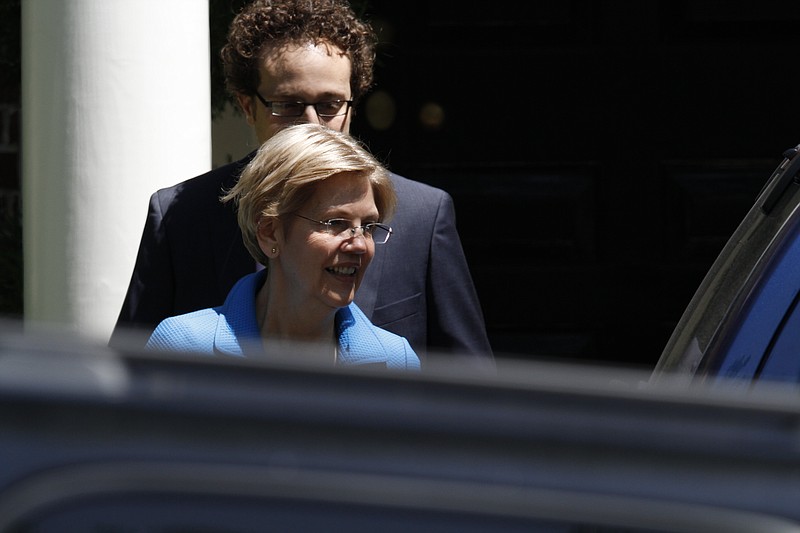 
              FILE - In this June 10, 2016 file photo, Sen. Elizabeth Warren, D-Mass. leaves the Washington home of Democratic presidential candidate Hillary Clinton. With the primary over and Vermont Sen. Bernie Sanders fading from the spotlight, Warren is stepping up to reclaim her role as leader of the party’s progressives. She’s mobilizing behind Clinton, lending her presidential bid a powerful boost of liberal credibility.  (AP Photo/Paul Holston, File)
            