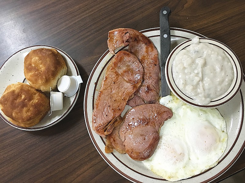 Enjoy a ridiculously generous cut of country ham, two eggs over medium, two biscuits and a healthy bowl of gravy for $7.75 at Southern Traditions Restaurant in Red Bank. From 6 to 9 a.m. daily, don't miss a breakfast special of two eggs with bacon or sausage, grits or homemade gravy, toast or biscuits and coffee included for $3.50.