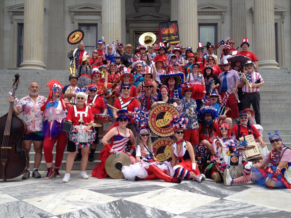 Look for the musicians of the Atlanta-based Seed & Feed Abominable Band to be dressed in their best red, white and blue finery when they take part in the Fourth of July parade through downtown Blue Ridge, Ga., on Saturday, July 2.