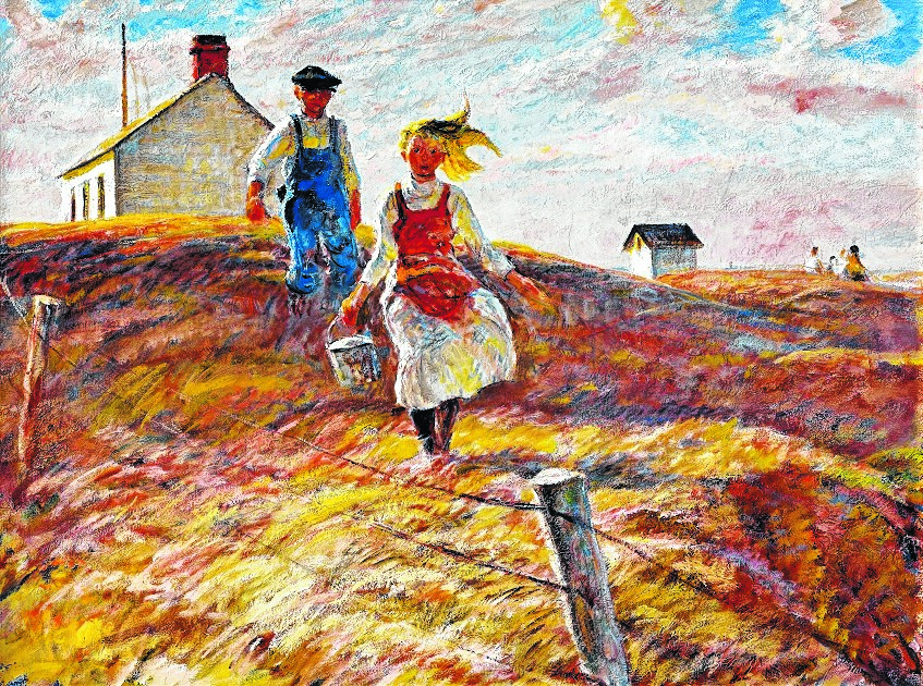 "After School" by Harvey Dunn (1884-1952), 1950. Oil on canvas. South Dakota Art Museum Collection, Gift of Anonymous Donor.