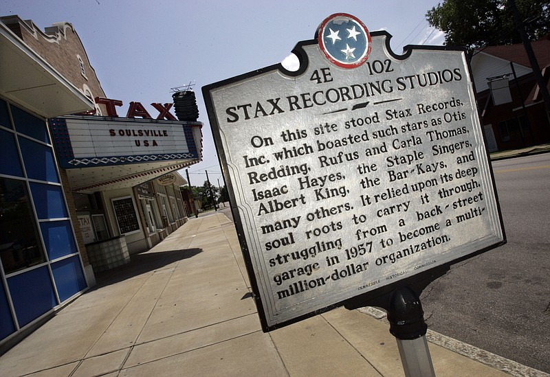 A sign listing the Stax Records museum as an historic place is shown in Memphis, Tenn. is shown on May 16, 2007. (AP Photo/Mark Humphrey)