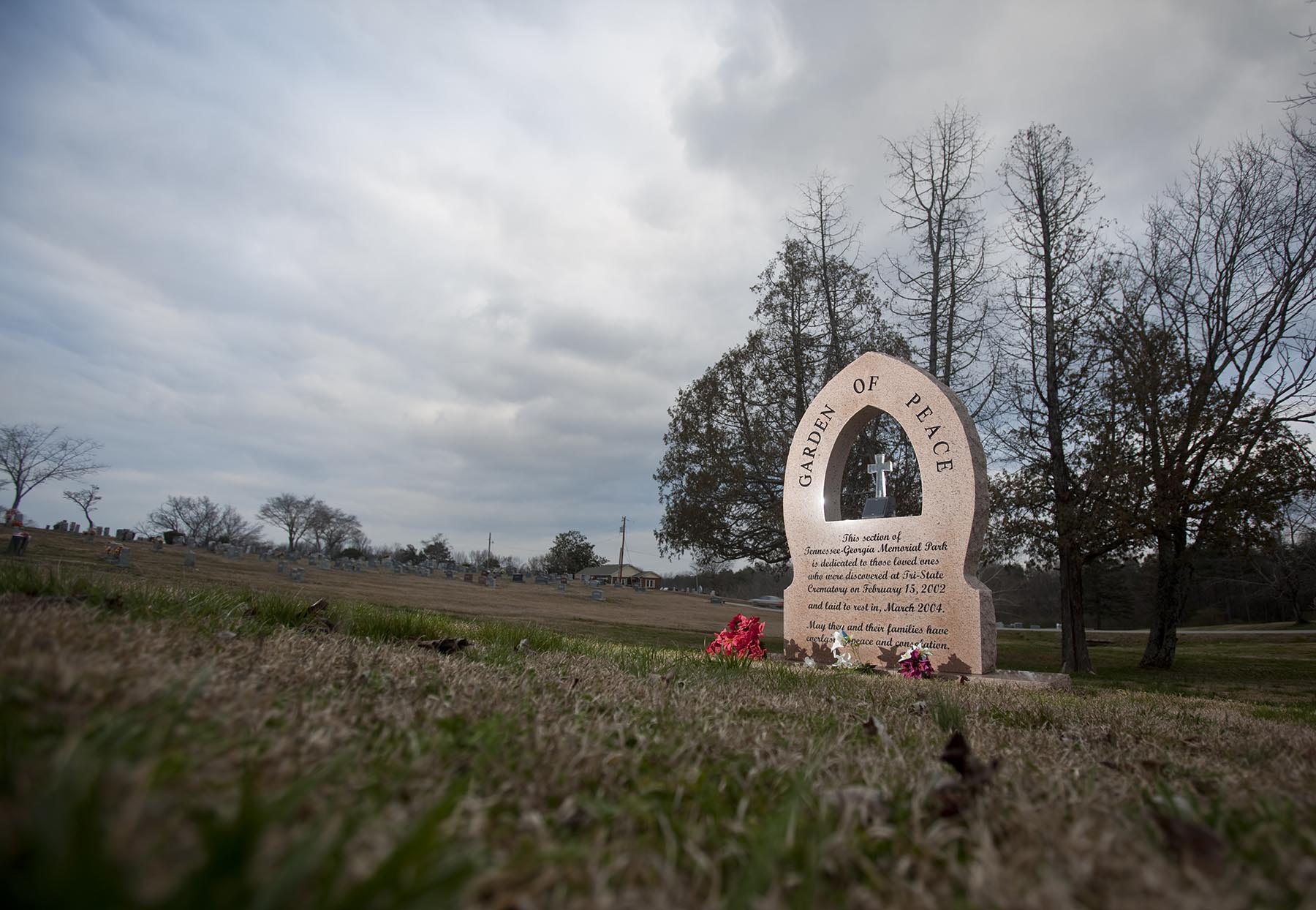 Pictured is the memorial for the unidentified remains collected from the Tri-State Crematory. The memorial resides in the Tennessee-Georgia Memorial Park. This February will mark the 10-year anniversary of the discovery of hundreds of bodies at the Tri-State Crematory in Noble, Georgia.