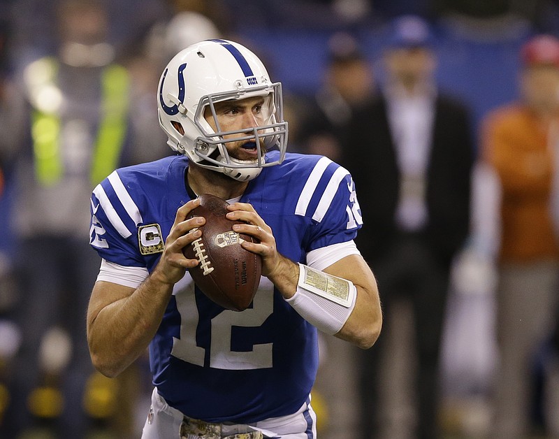 
              FILE - In this Nov. 8, 2015, file photo, Indianapolis Colts' Andrew Luck (12) looks to throw during the second half of an NFL football game against the Denver Broncos, in Indianapolis. ?Luck has signed a new contract with the Indianapolis Colts that covers the next six seasons through 2021. The $140 million deal was completed Wednesday, June 29, 2016. (AP Photo/Michael Conroy, File)
            