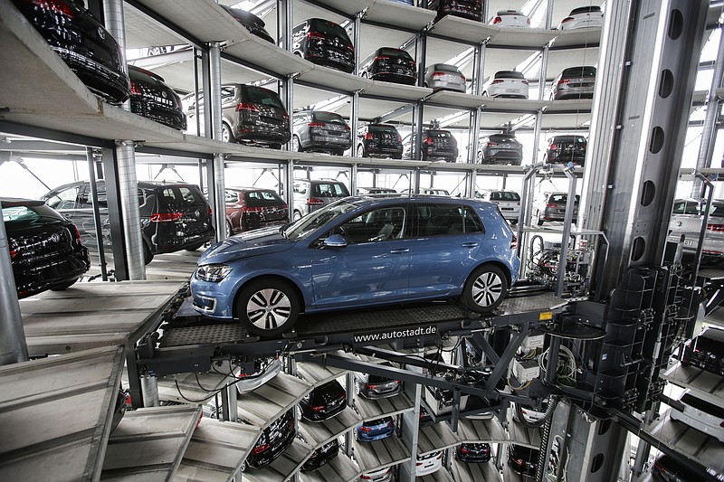 A Volkswagen Golf is on display during the car-maker's annual press conference earlier this year in Wolfsburg, Germany.