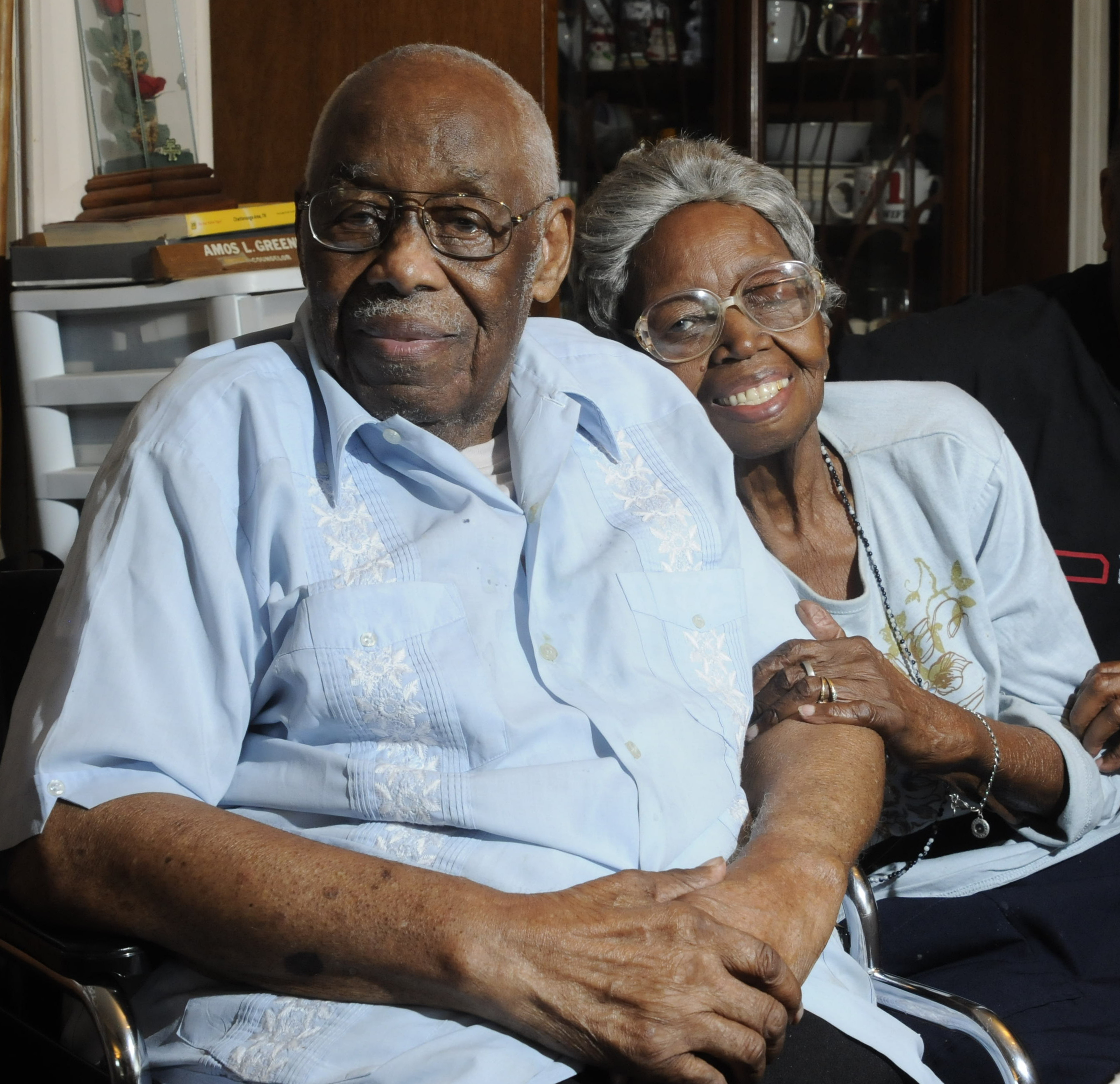 Amos Greene, 97, and Annie Greene, 94, talk about their lives together from their Riverside Drive dining room. They've been married for 70 years.