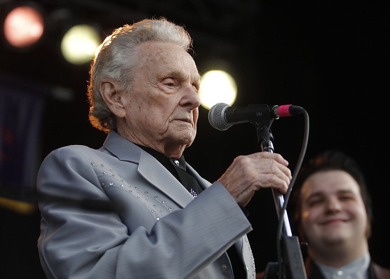 This Oct. 14, 2012, photo shows Ralph Stanley and the Clinch Mountain Boys closing out the Richmond Folk Festival. Stanley died June 23 at age 89.