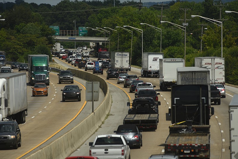 Traffic backs up on I-24 Wednesday, June 29, 2016.