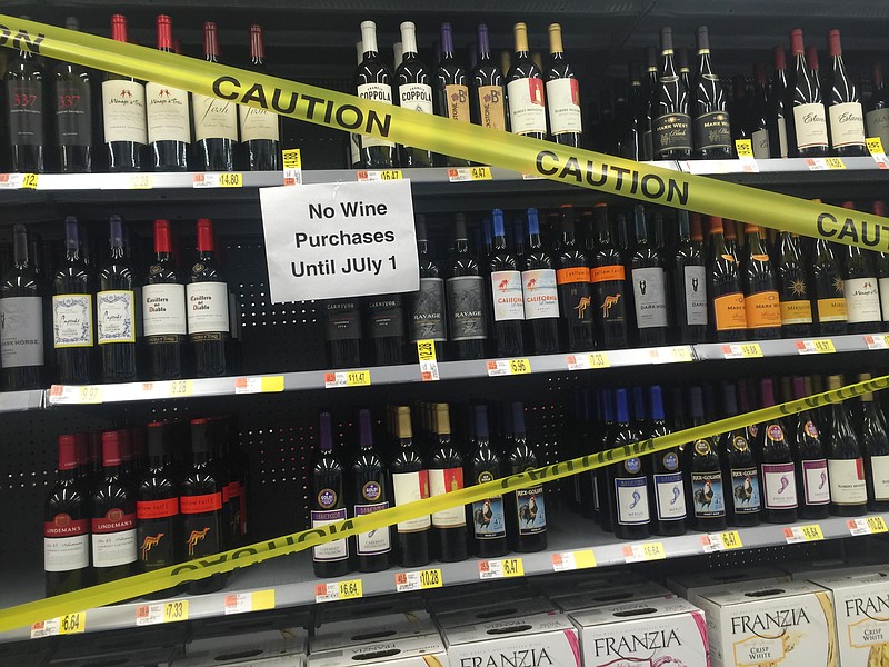 Walmart Neighborhood Market grocery stores prepare to start wine sales at 8 a.m., today. Tennessee grocery stores with permits may begin selling wine today for the first time under a new state law broadening where wine and other liquor may be sold.