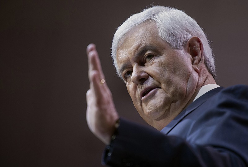 
              File-This March 8, 2014, file photo shows former House Speaker Newt Gingrich addressing the Conservative Political Action Conference annual meeting in National Harbor, Md.  Presumptive Republican presidential nominee Donald Trump has begun formally vetting prospective vice presidential picks. The New York billionaire is considering Gingrich, among what he previously described as a short list of possible running mates. Gingrich's inclusion was confirmed by a person involved in the vetting process who spoke on the condition of anonymity because the person was not authorized to discuss the situation publicly.
(AP Photo/Cliff Owen, File)
            