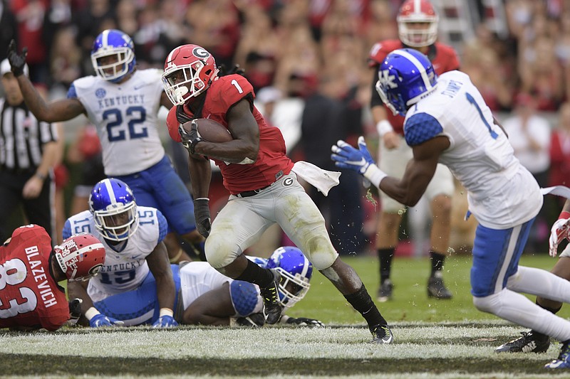 Georgia junior tailback Sony Michel rushed for 1,161 yards last season but underwent surgery Monday for a broken left forearm.