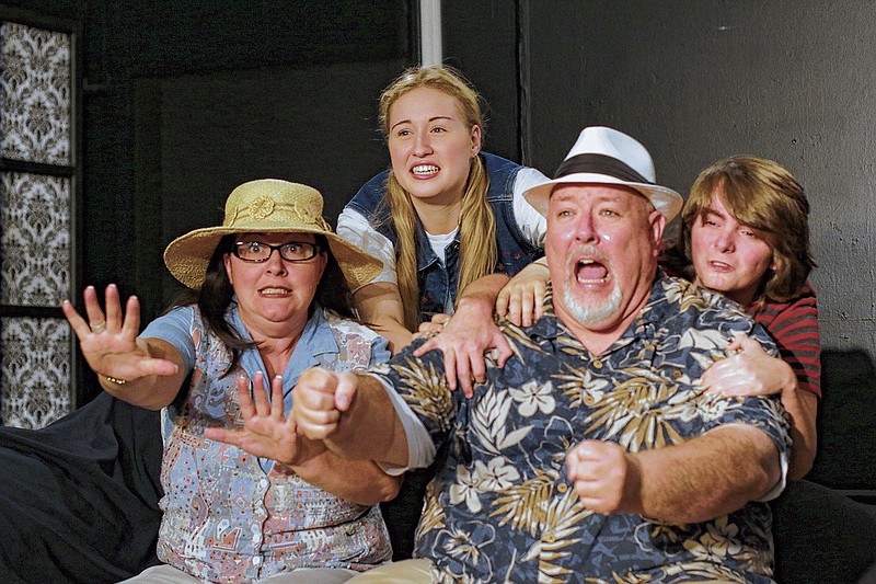 Appearing in the Back Alley Productions presentation of "Leaving Iowa" are, from left, Karen Stoll, Sarah Lapp, Michael Tate and James Lanier.