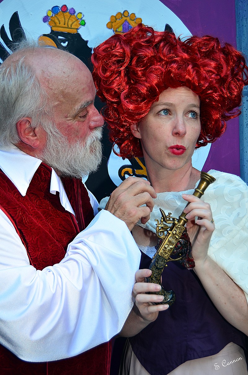 David Wood and Samantha Teter provide comic moments in the musical in their roles as the Baron and Baroness of Vulgaria.