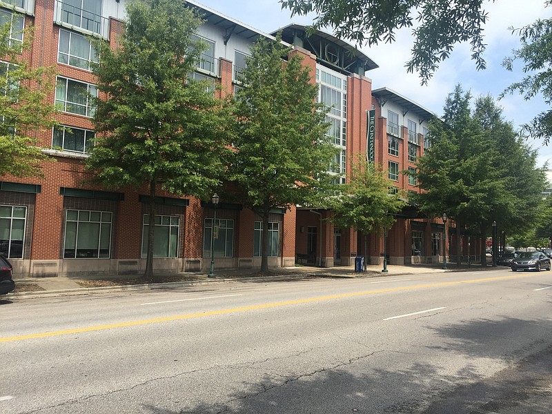An entrance to the Chattanoogan hotel visible shortly after city officials announced their intention to seek a sale of the 15-year-old conference facility.