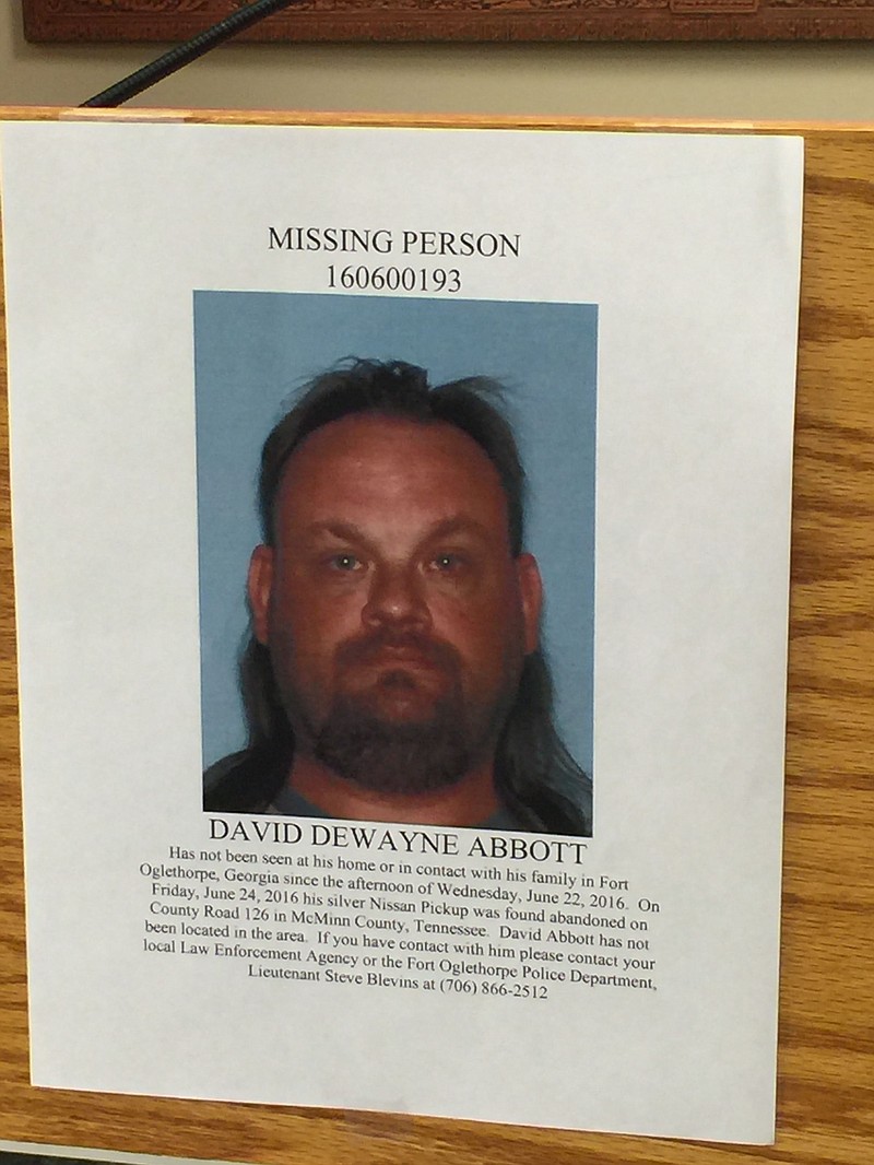 David Dewayne Abbott has been missing since the night of June 22, said his girlfriend, Regina Snyder. Investigators found his truck in McMinn County, Tenn., on June 24.