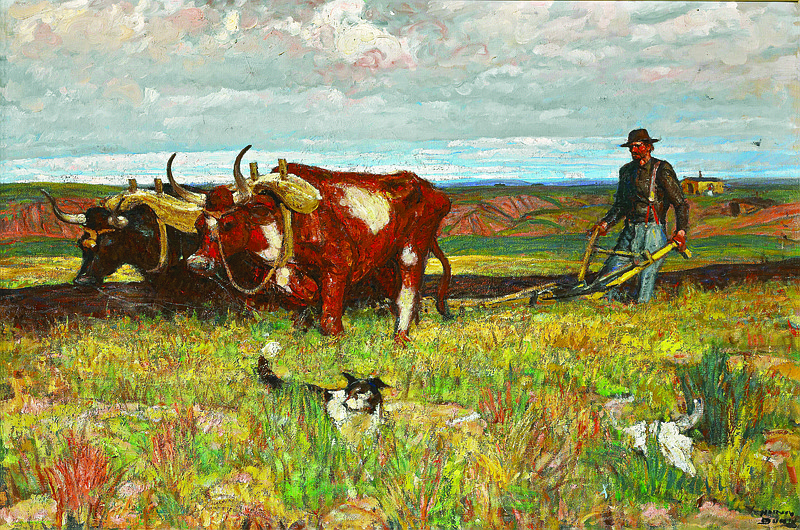 "Buffalo Bones are Plowed Under" by Harvey Dunn in 1940. Courtesy of South Dakota Art Museum Collection