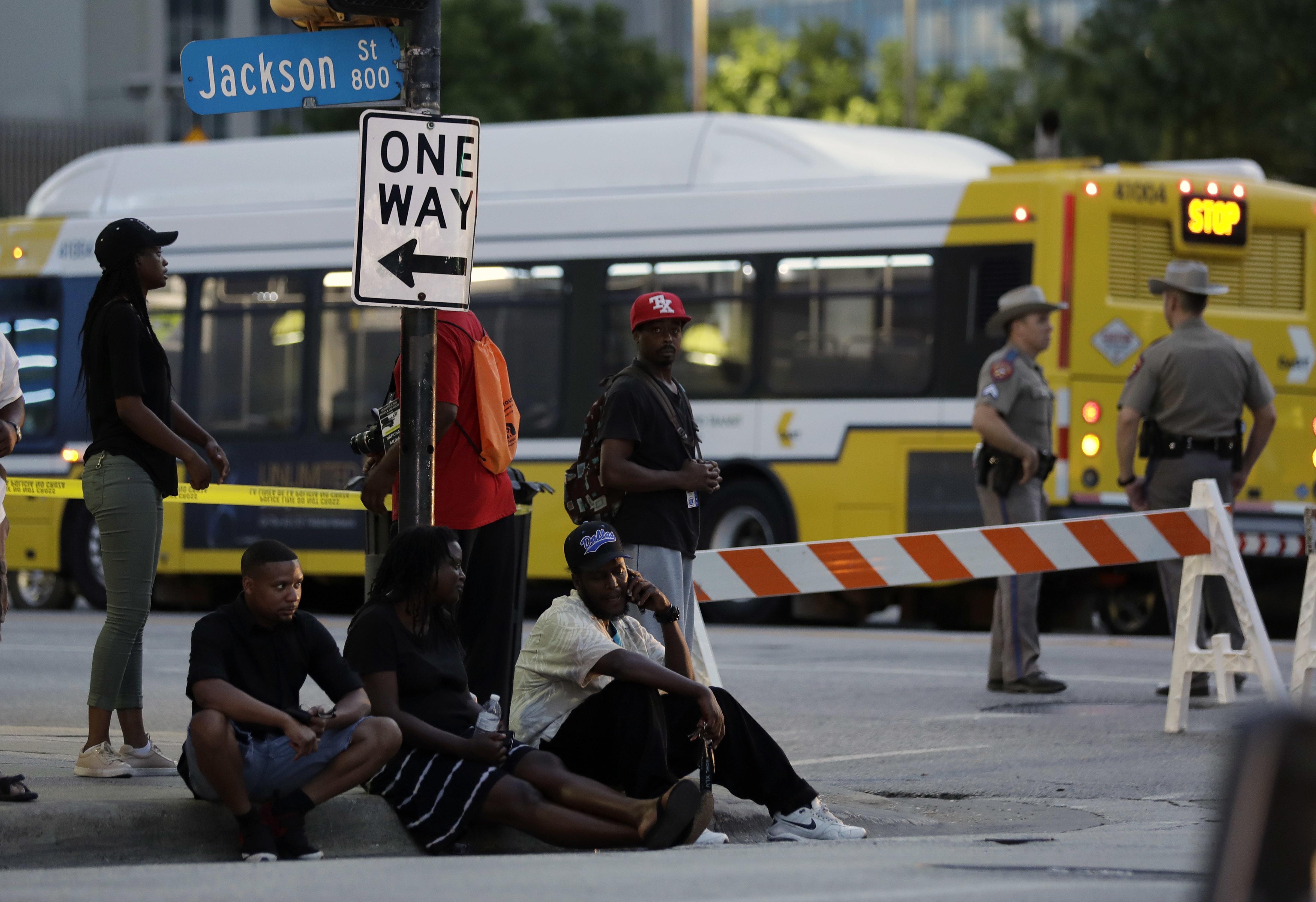 Areas of downtown Dallas remain closed Friday, July 8, 2016, as police and officials investigate Thursday nights police shootings. Snipers opened fire on police officers in the heart of Dallas during protests over two recent fatal police shootings of black men. (AP Photo/Eric Gay)