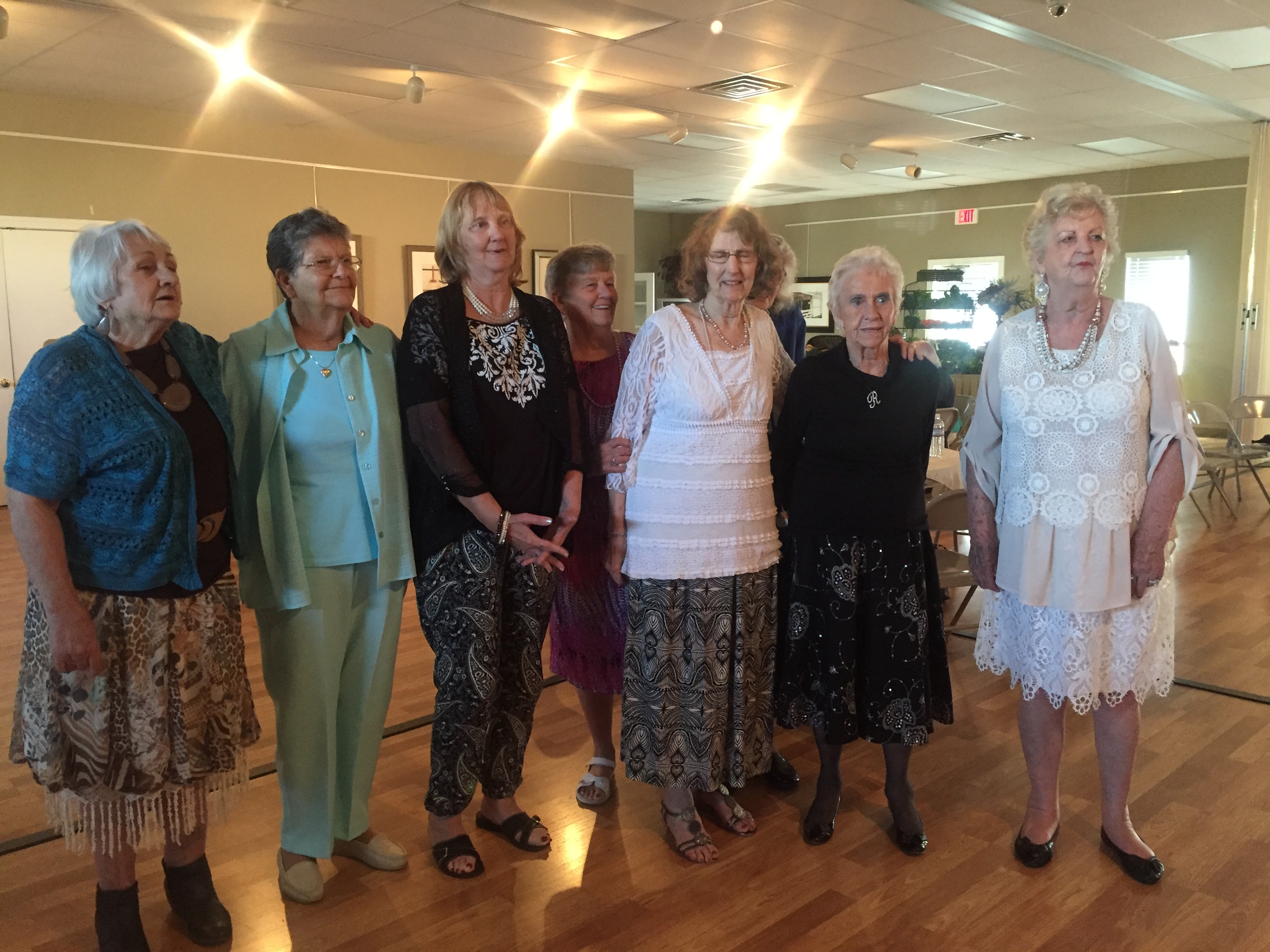 The ladies from John Calvin Apartments, pictured above, arrived in their fanciest duds for their night of lively music and dancing.