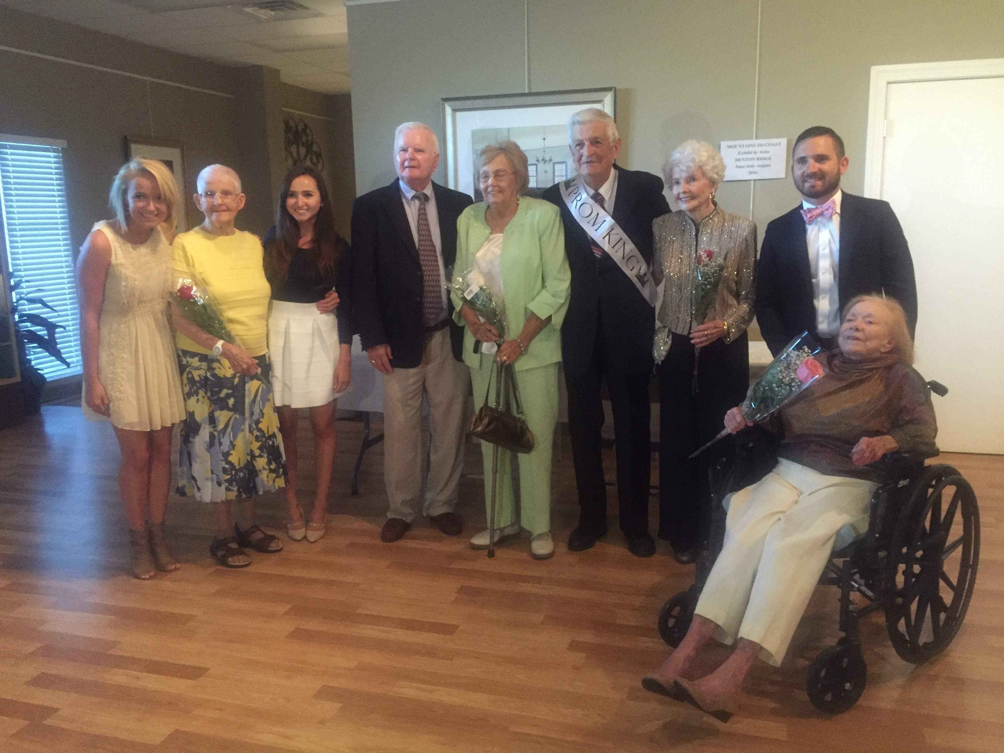 Residents from Morning Pointe of Hixson, an assisted living facility, pose after two hours of conversation and dancing.