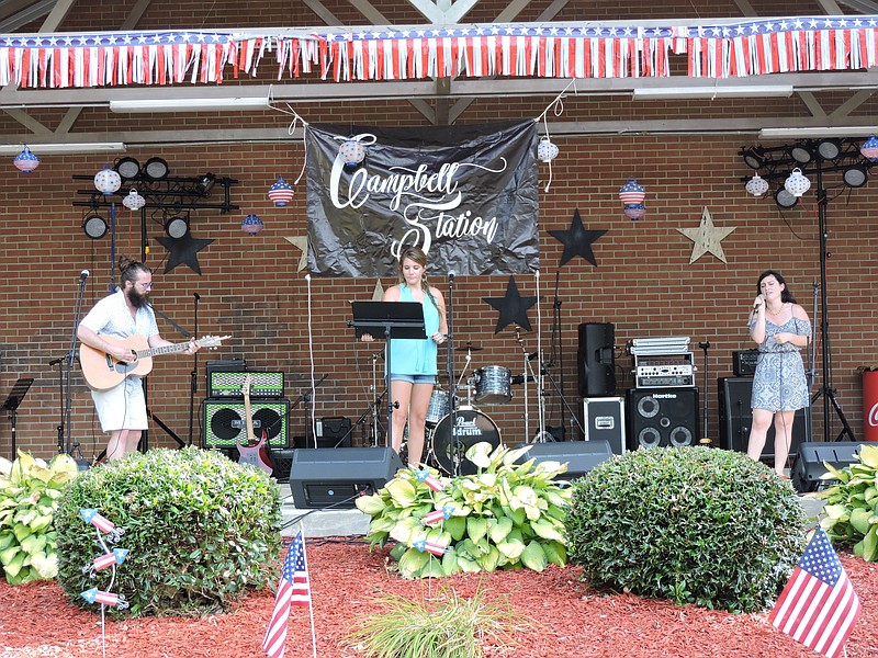 Campbell Station performs. From left are Seth Ferguson, Campbell Ross and Elaina Campbell Conner. Also performing at the festival were Laney Marks, The Spanky's and the 8TRK Band.