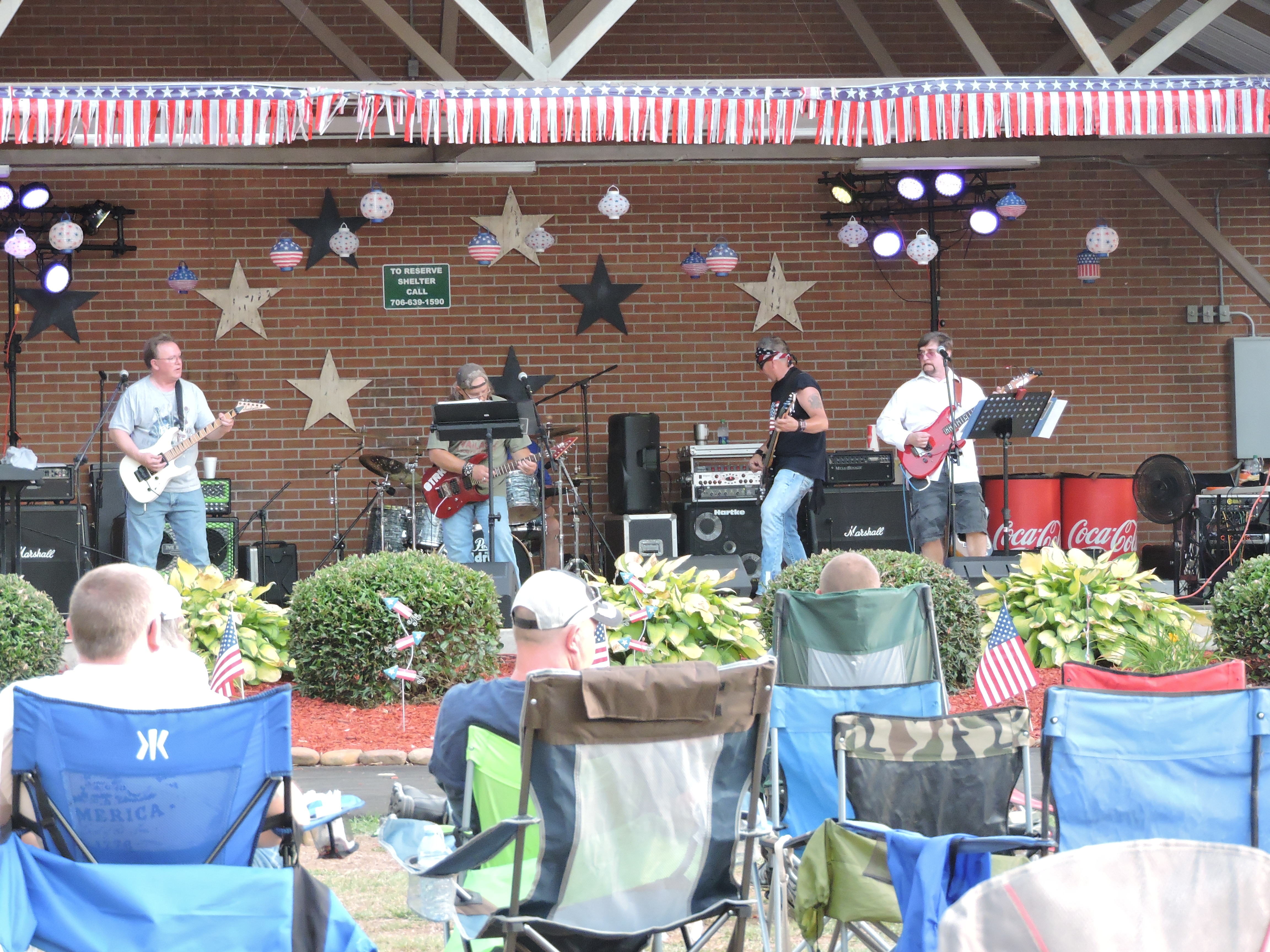 The 8TRK Band performs. From left are guitarist Randy Johnston, drummer Richie Terry, singer/guitarist Kenny Johnson, guitarist Jim Denham and singer/guitarist K.C. Campbell, of LaFayette. Also performing at the festival were Laney Marks, The Spanky's and Campbell Station.
