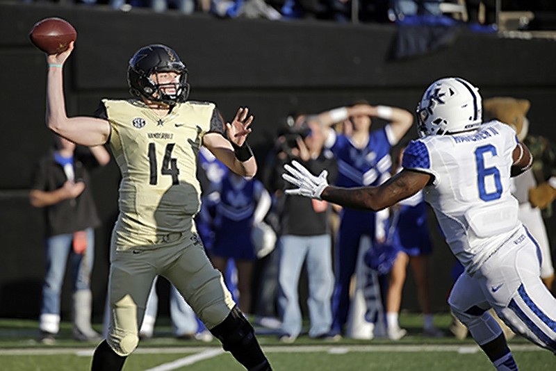 Vanderbilt quarterback Kyle Shurmur played in five games last season as a true freshman, completing 44 of 103 passes for 503 yards with five touchdowns and three interceptions.
