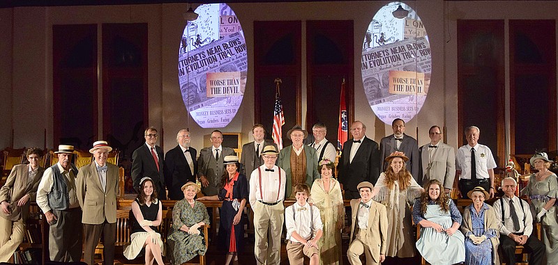 The cast of a previous production of "Front Page News," detailing the events of the historic Scopes Trial.