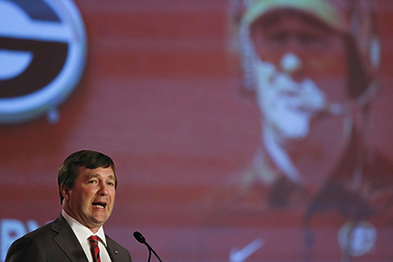 Georgia coach Kirby Smart had to dismiss two players from his program before his first appearance at SEC media days.