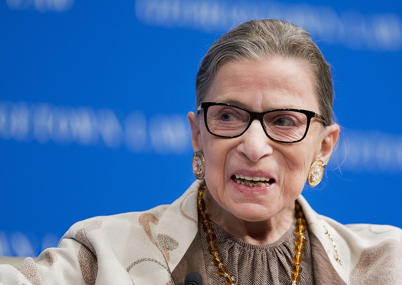 
              FILE - In this Feb. 4, 2015 file photo, Supreme Court Justice Ruth Bader Ginsburg speaks at Georgetown University Law Center in Washington. Ginsburg’s public criticism of Donald Trump is dividing legal experts over whether the leader of the court’s liberal wing should recuse herself in any future case involving him.  (AP Photo/Manuel Balce Ceneta, File)
            