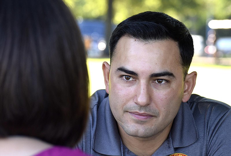 Staff Sgt. Jeff Cantu, one of the Marines inside the reserve center during the July 16, 2015 attack, talks to the newspaper about the event a year later.  