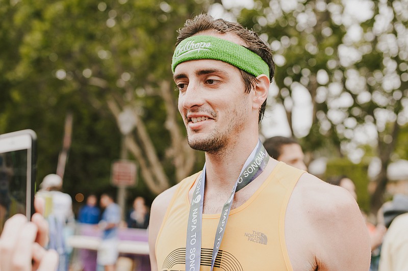 Nathan Sexton, a local man battling brain cancer, finished the Napa to Sonoma Wine Country Half Marathon with a 6:58-minute per mile pace Sunday in California. / Contributed photo