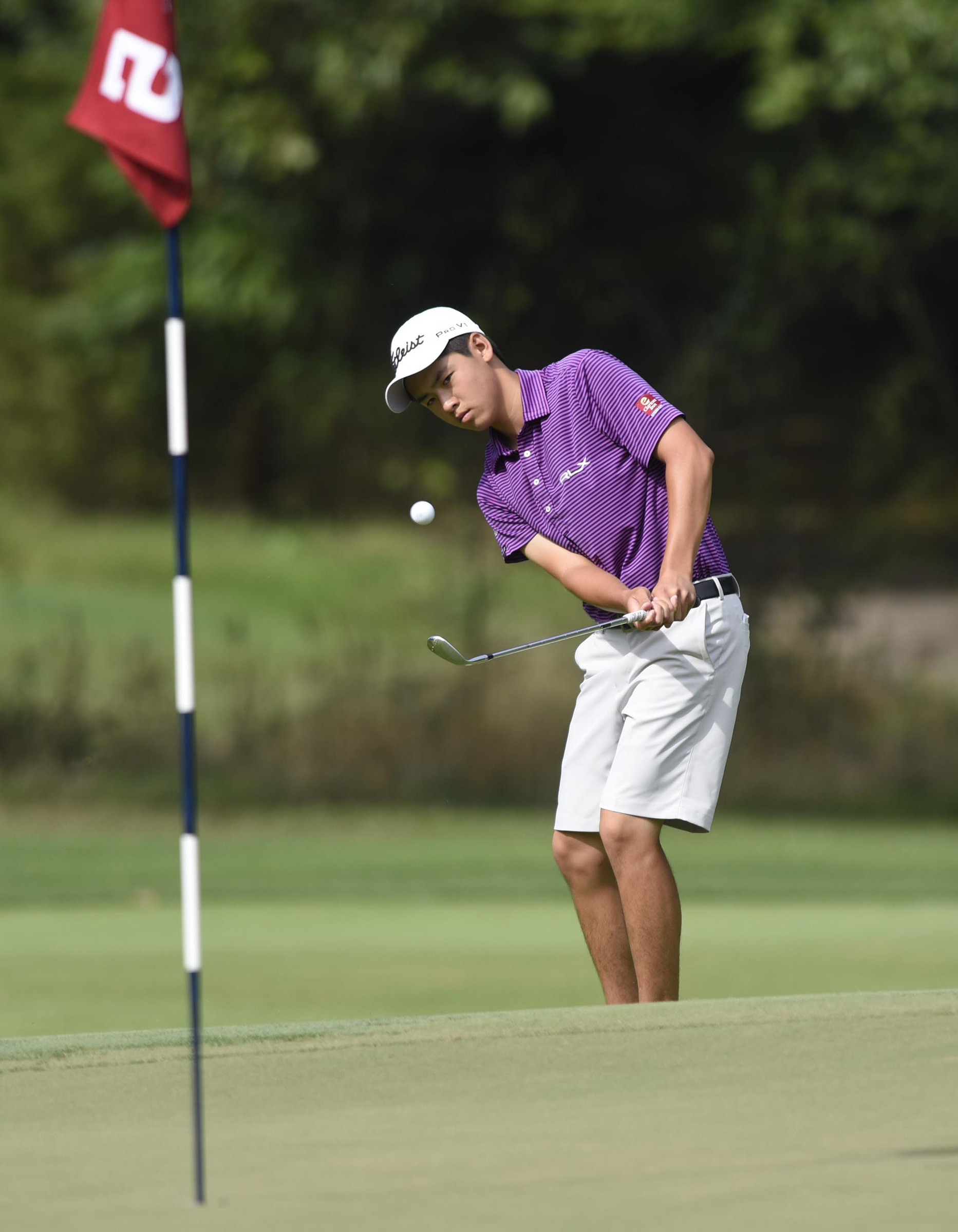 Canada's James Song chips onto the 5th green. The third day of the 69th U.S. Junior Amateur Championship was held at the Honors Course in Ooltewah, Tennessee, Wednesday July 20, 2016.