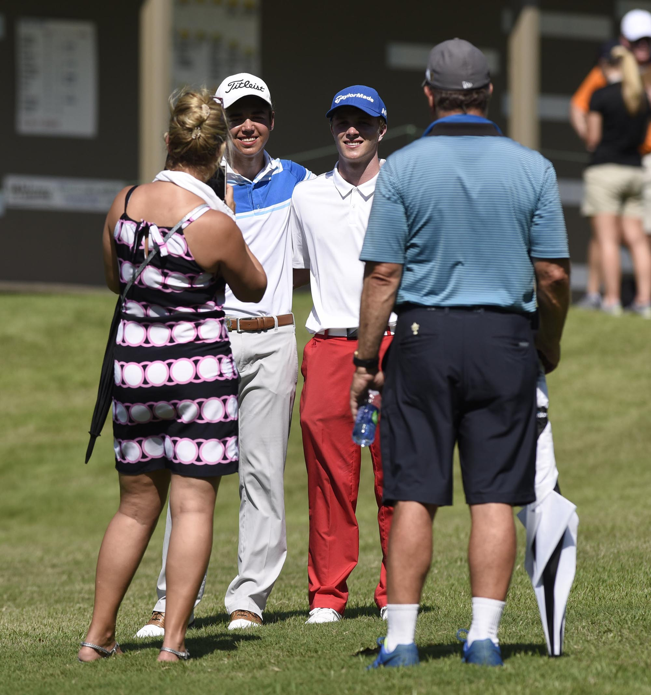 Players Garrick Higgo, left, of South Africa and Chase Furey of Los Angeles have their photo made after their match. Furey defeated Higgo 1 up. The third day of the 69th U.S. Junior Amateur Championship was held at the Honors Course in Ooltewah, Tennessee, Wednesday July 20, 2016.