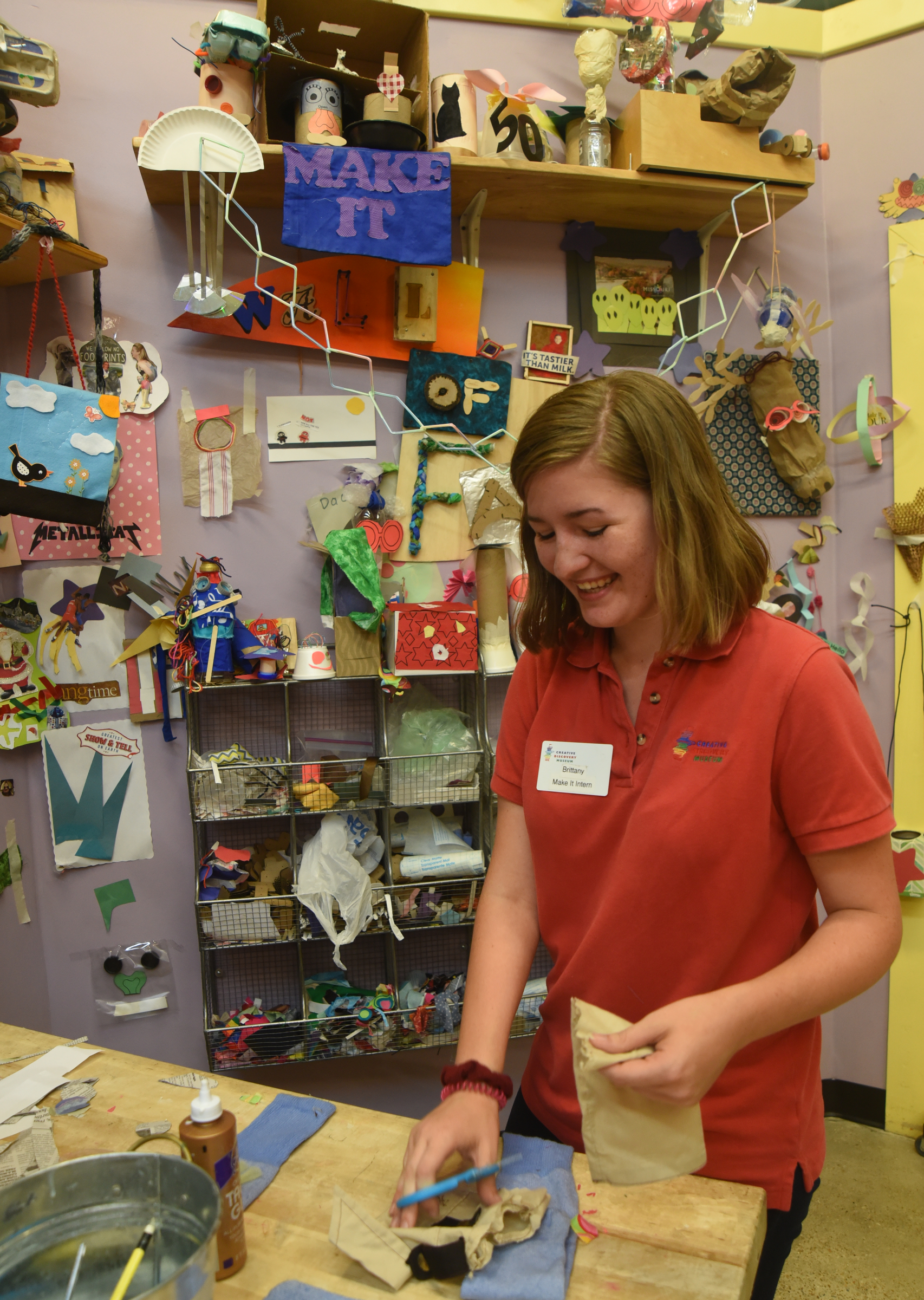 Brittany O'Dell works Wednesday, July 13, 2016, at the Creative Discovery Museum. O'Dell is working an internship through the Step-Up program.