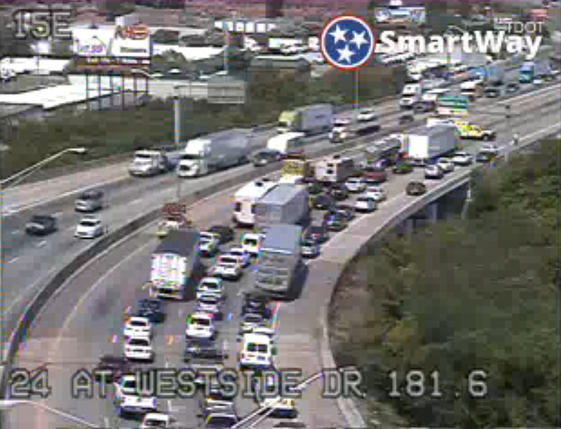 A crash at fourth Avenue completely blocked traffic on I-24.