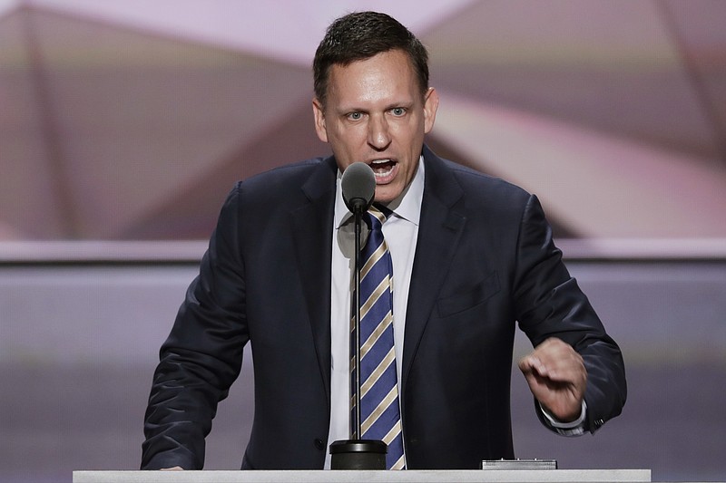 
              Entrepreneur Peter Thiel speaks during the final day of the Republican National Convention in Cleveland, Thursday, July 21, 2016. (AP Photo/J. Scott Applewhite)
            