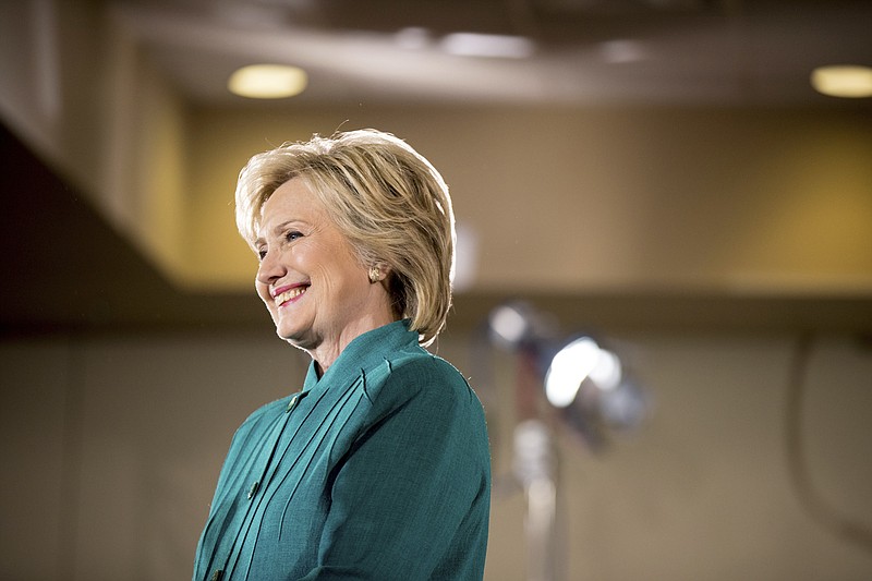 Democratic presidential candidate Hillary Clinton pauses while speaking at a rally at the Culinary Academy of Las Vegas in Las Vegas, Tuesday, July 19, 2016.