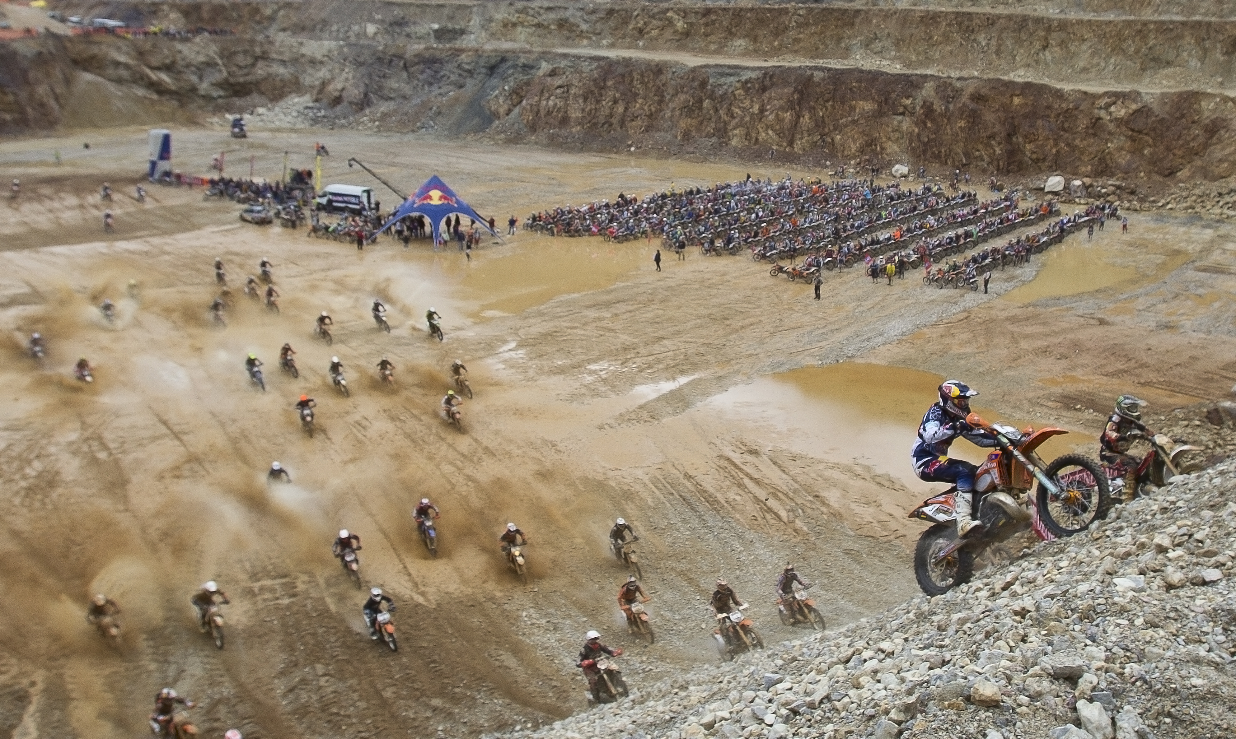 Competitors race at the Red Bull Hare Scramble in Erzberg, Austria. Photo by Mathias Kniepeiss/Red Bull Content Pool.