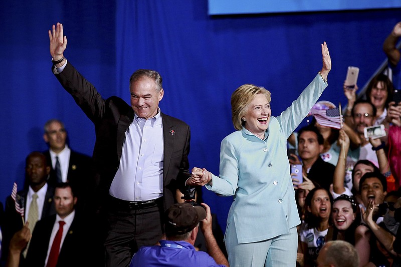 Hillary Clinton and her running mate Sen. Tim Kaine of Virginia during a rally at Florida International University in Miami last week.
