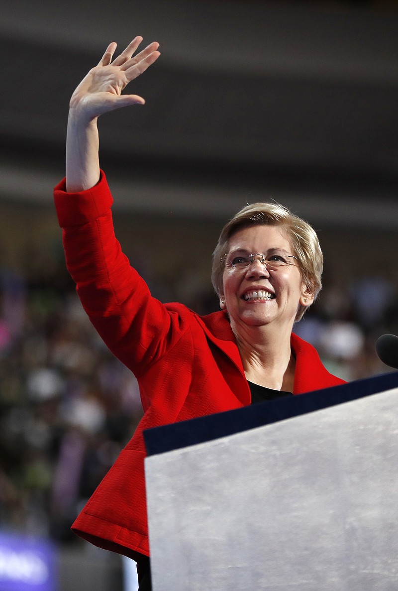 
              Sen. Elizabeth Warren, D-Mass., speaks during the first day of the Democratic National Convention in Philadelphia , Monday, July 25, 2016. (AP Photo/Carolyn Kaster)
            