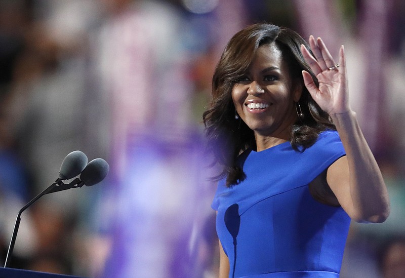 First Lady Michelle Obama takes the stage during the first day of the Democratic National Convention in Philadelphia on Monday, July 25, 2016.