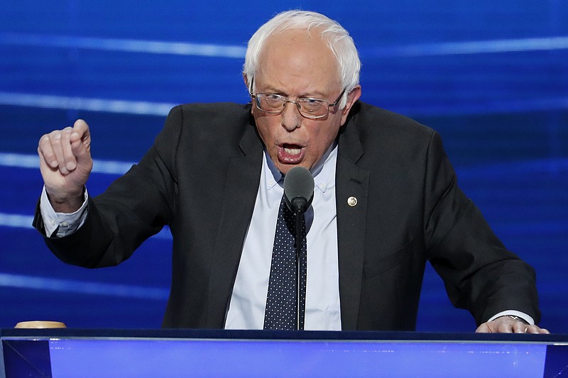 Former Democratic presidential candidate, Sen. Bernie Sanders, I-Vt., speaks during the first day of the Democratic National Convention in Philadelphia on Monday, July 25, 2016.