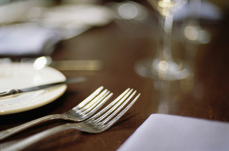 Close-up of a fork on a dining table